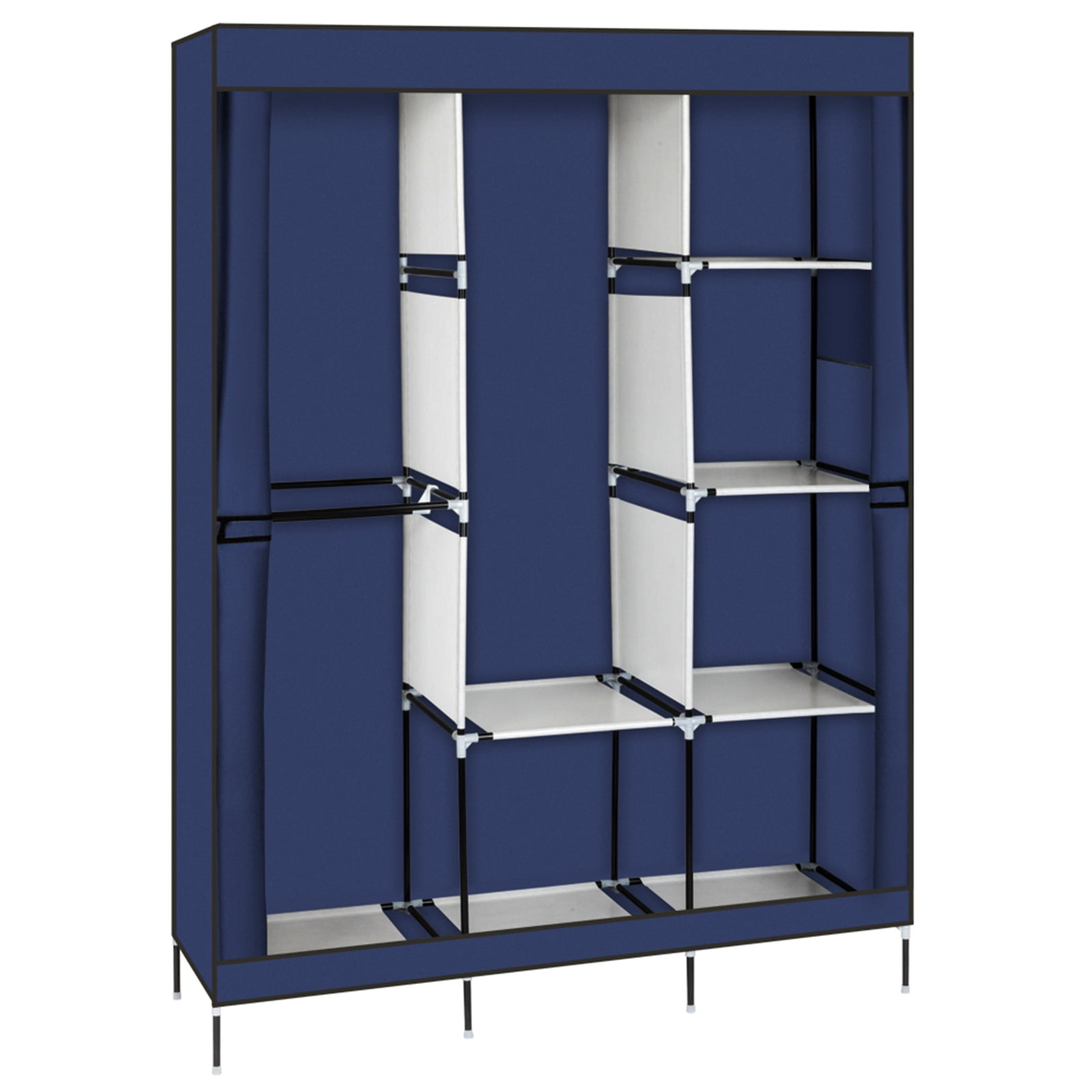 71" Closet Wardrobe Clothes Rack Portable Storage Organizer with Shelf, Blue