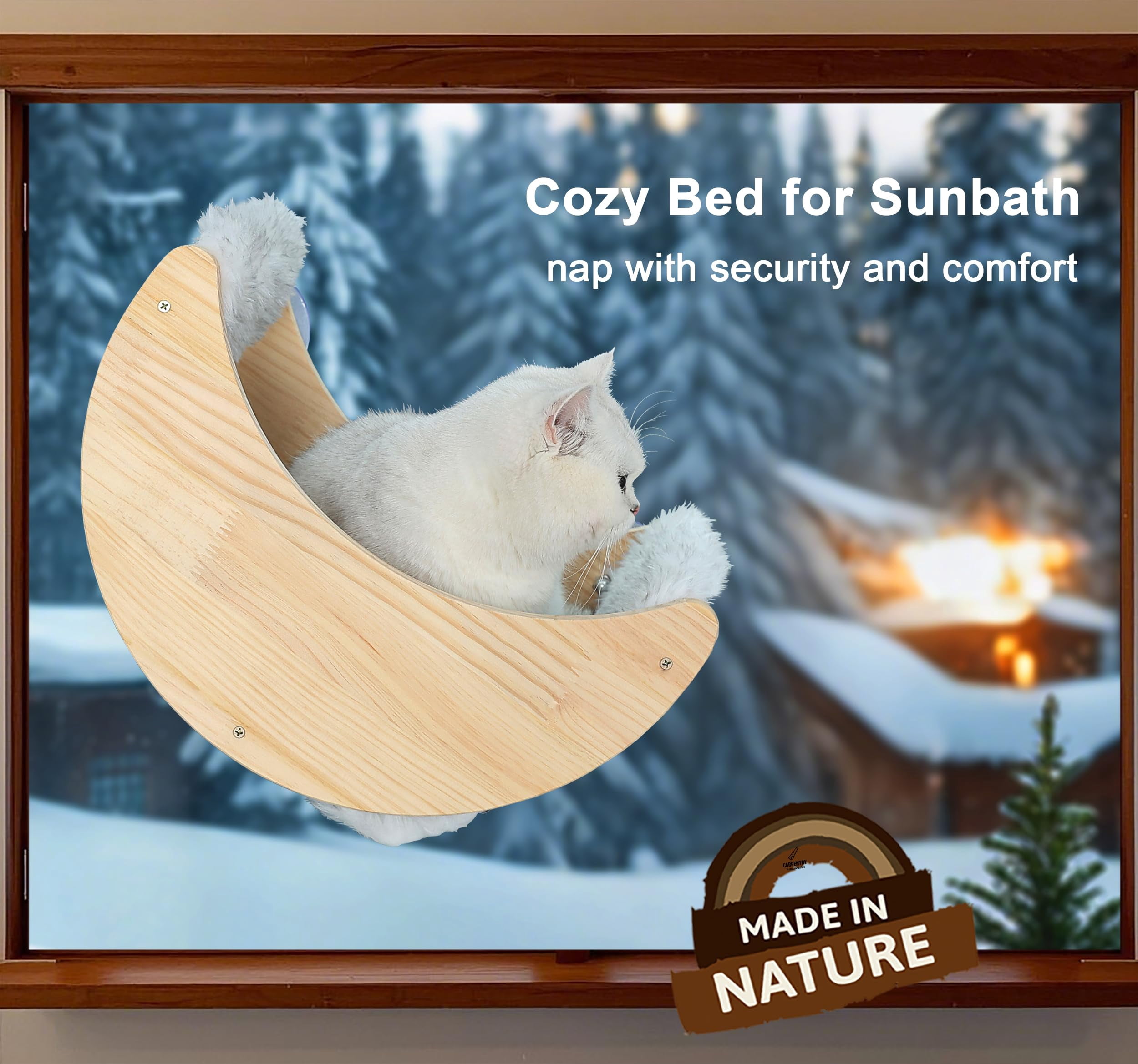 Window Cat Beds With Ultra Plush Hammock  Moon Shelves Mounted Strong Suction Cups Seat For Overlooking And Sunbathing(faux Fur)