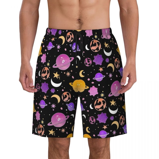 Bathing Suit Colorful Space Board Shorts Summer Fantasy Planets Stylish Board Short Pants Man DIY Running Fast Dry Beach Trunks