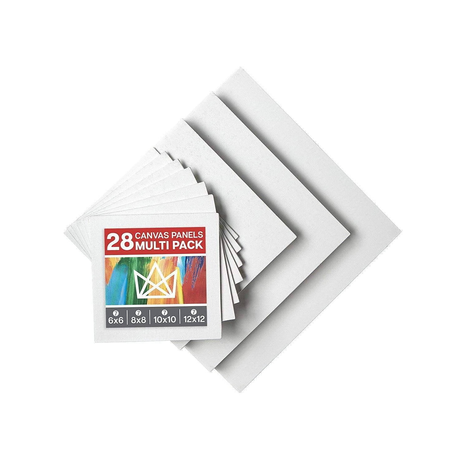 KINGART Canvas Panels, Classic, Multiple Sizes, Set of 28 (7 ea. of 6x6, 8x8, 10x10, 12x12)