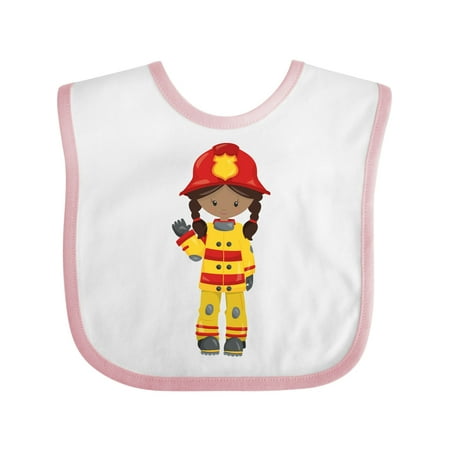 

Inktastic African American Girl Girl Fireman Firefighter Gift Baby Girl Bib