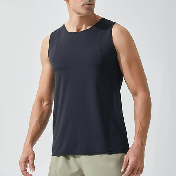 pstuiky Camisetas sin mangas para hombre, Malla transpirable de verano, ideal para fitness, deportes, running y para absorber el sudor, ideal para entrenar los músculos de los hombres. l