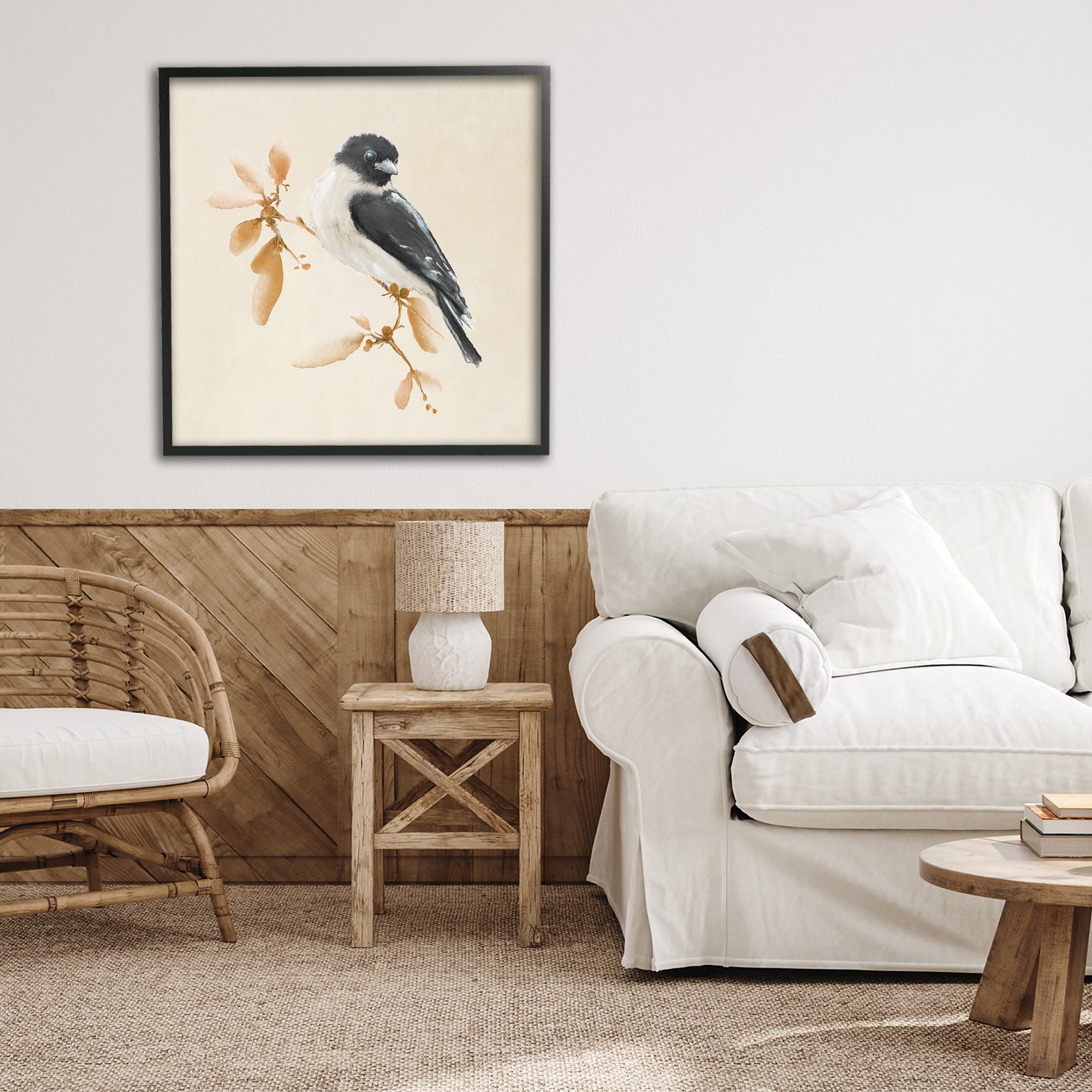 Stupell Industries Subtle Watercolor Chickadee Black Framed Giclee Art, design by Diannart