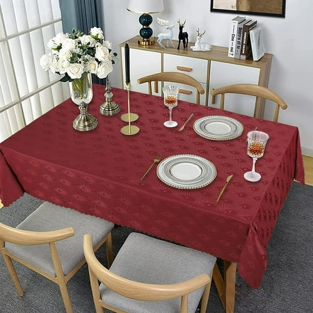 

Jacquard Tablecloth Flower Pattern Polyester Table Cloth Spill Proof Dust-Proof Wrinkle Resistant Table Cover for Kitchen Dining Tabletop Decoration Rectangle 52 x 70 Burgundy