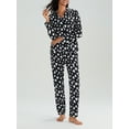 thumbnail image 3 of Hirigin Store Women's Heart Print Loungewear Set Long Sleeve Lapel Button Down Tops Long Pants Fall Sleepwear, 3 of 8