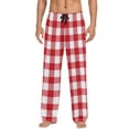 thumbnail image 2 of Cotton Mens PJ Pajama Pants Bottoms Waistband Sleepwear with Pockets Red and White Checkered, 2 of 7