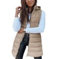 thumbnail image 2 of Fall Winter Women Sleeveless Long Vest Hooded Puffer Zipper Outwear Vest, 2 of 5