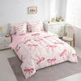 thumbnail image 3 of Feelyou Princess Pink Bow Bedding Comforter Set 7pcs for Kid, Cartoon Bowknot King Bedding Sets, Fairy Tale Style Reversible Bed Sheets, Super Cozy Room Decor, 3 of 8