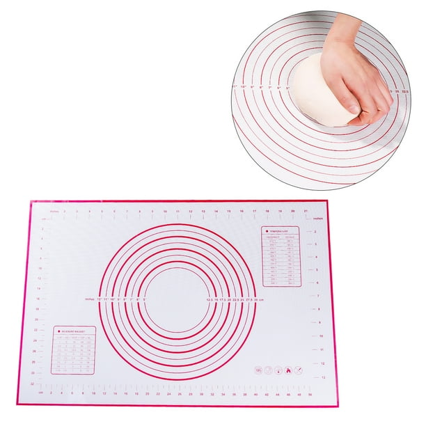 Tapete de silicona para repostería (40 x 60 cm), antiadherente, con medidas (rojo)