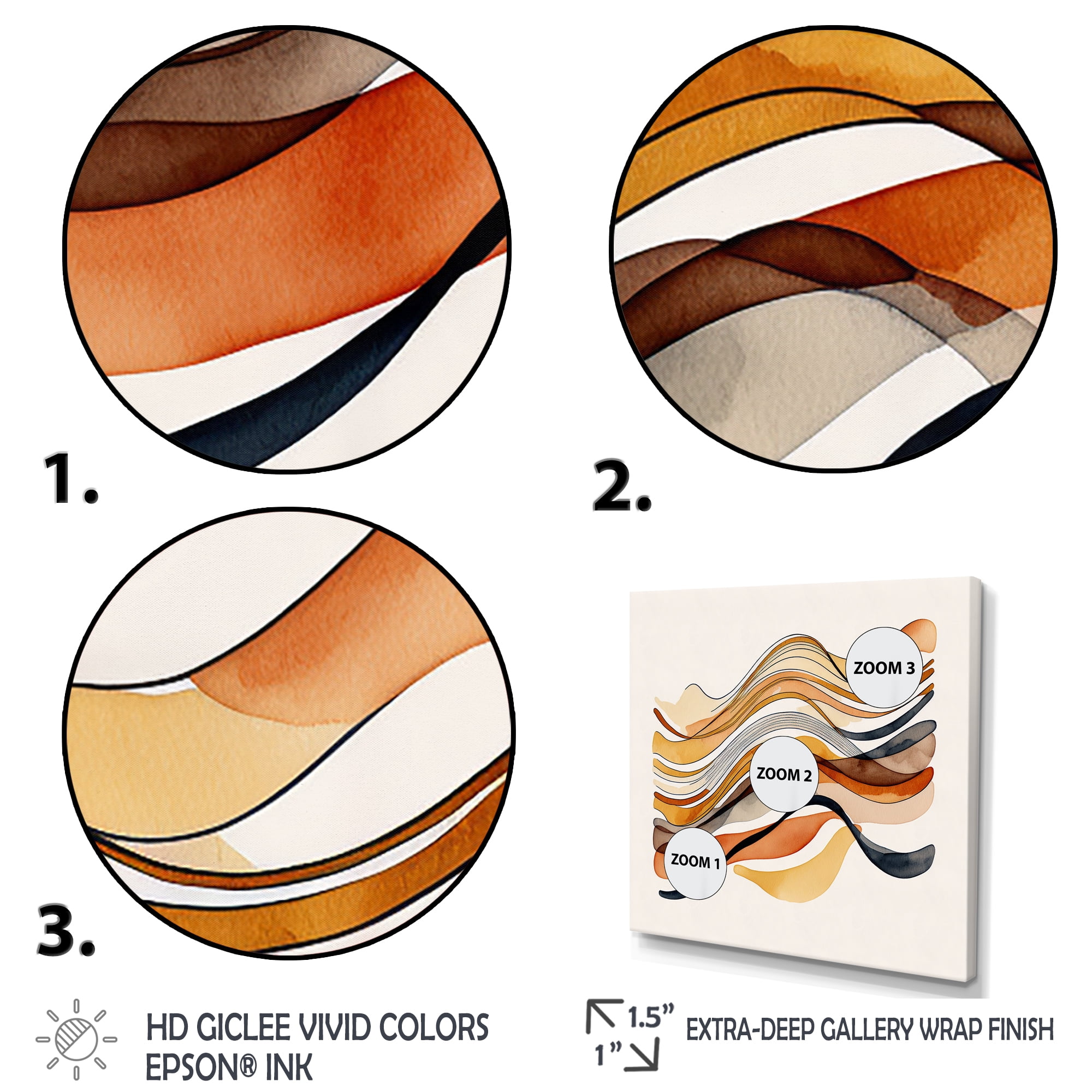 Designart Burnt Orange Waves Abstract I Canvas Wall Art