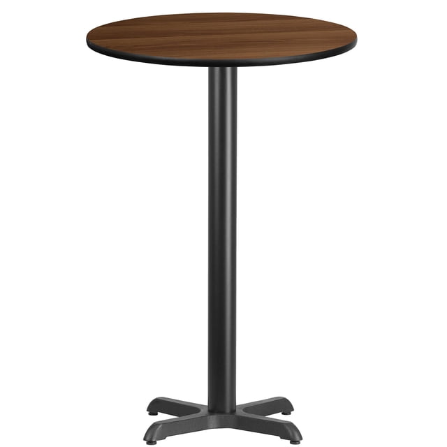 Bowery Hill Table de Bar de Restaurant Ronde de 24 Pouces en Noir et Noyer