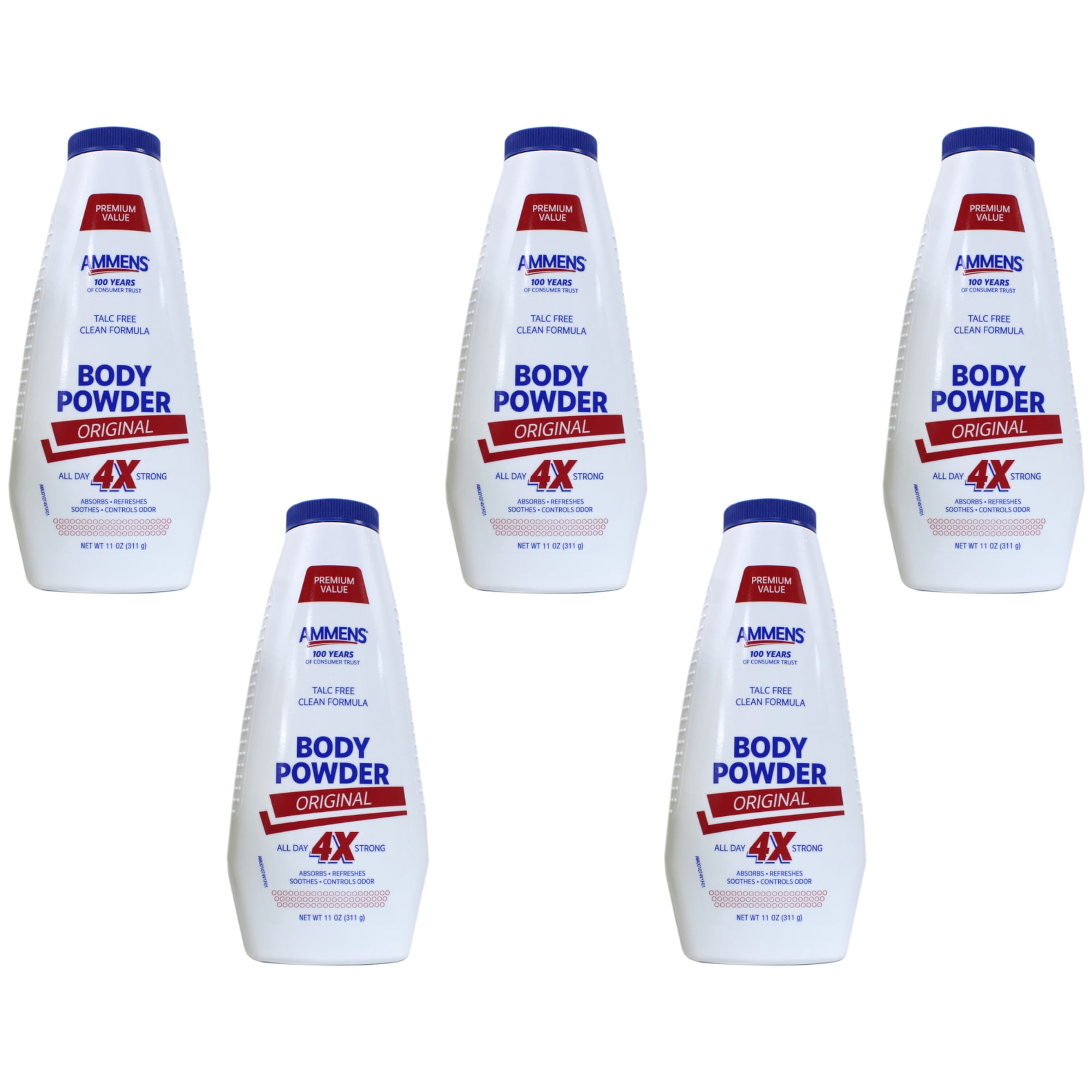 5 Pack - Ammens Powder Original 11oz Each