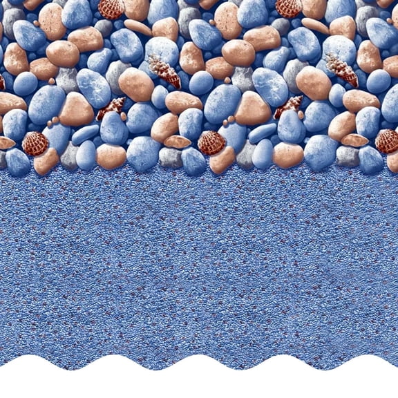 SmartLine 18' x 33' Oval Rock Island Overlap Above Ground Swimming Pool Liner, 48"/52" Height, 25 Gauge