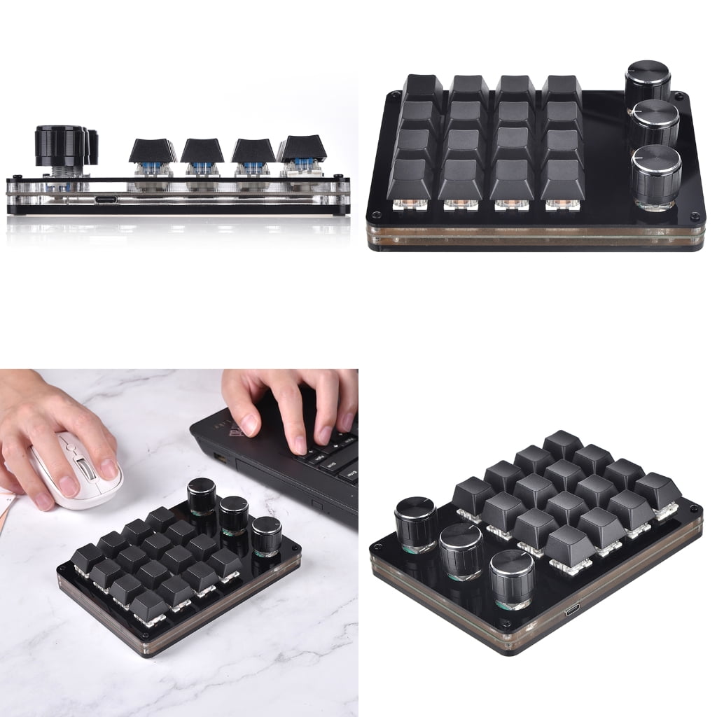 16 Key Macro Programmable Keyboard Mini Mechanical Gaming Macro Keyboard 3 Knob KeyPad Hot Swap Gaming Keyboard