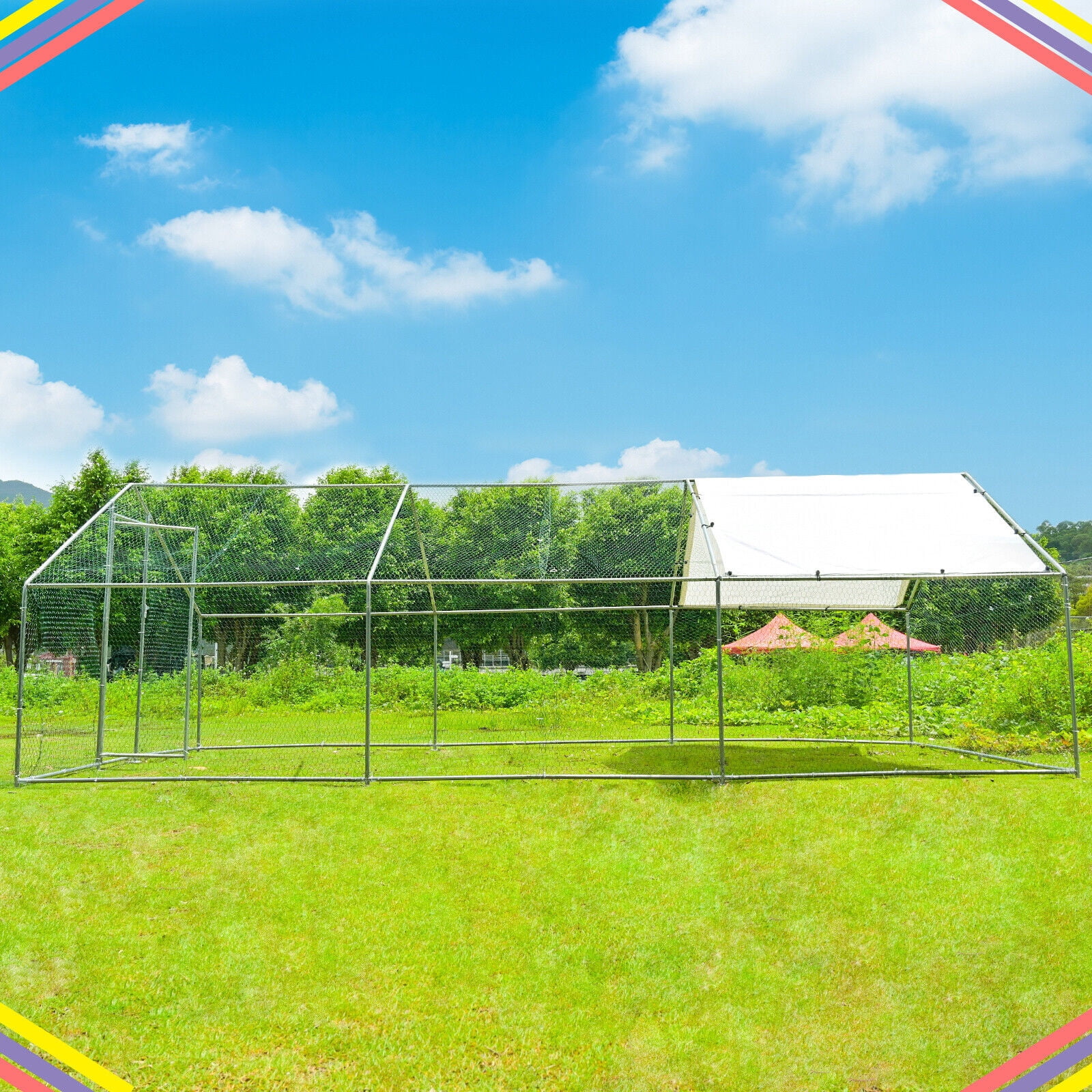 20 x10 ft Chicken Coop Pet Run Cage Rabbit Hutch Poultry Cage Outdoor with Roof
