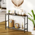 thumbnail image 2 of Biemlerfn Narrow Console Table, 11.22" Entryway Table Hallway Table with Storage Shelves, Sofa Table for Living Room, Foyer, Rustic Brown, 2 of 9