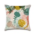thumbnail image 5 of Funda de cojín, juego de 4, algodón y lino, diseño decorativo de plantas tropicales, flores y hojas, 45 x 45 cm, para sofá o dormitorio, 5 of 5