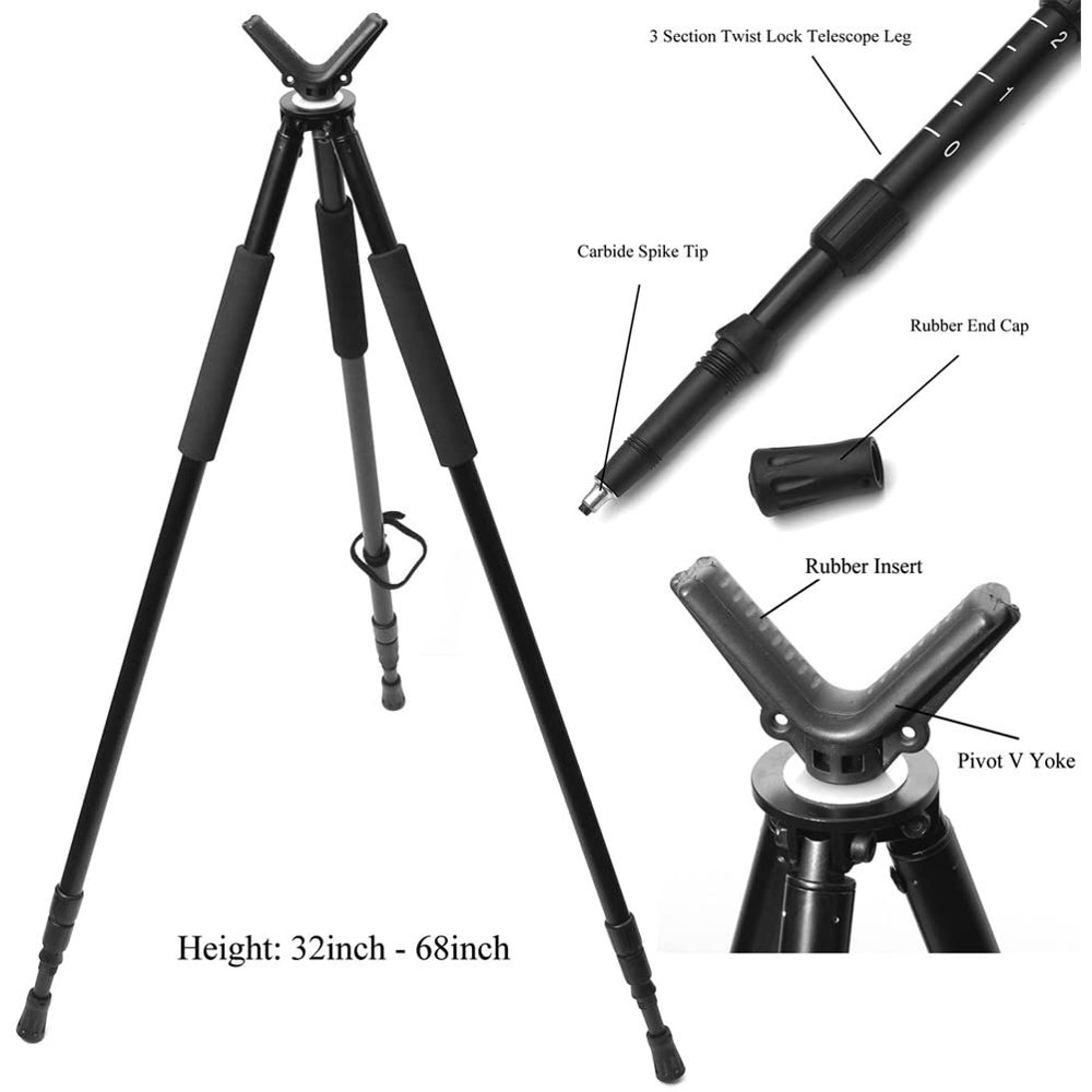 Hammers Telescopic Shooting Tripod w Pivot V Yoke Max. Height 68