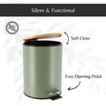 thumbnail image 6 of Green Trash Can with Bamboo Lid and Pedal, 2.5L Capacity, 6 of 7