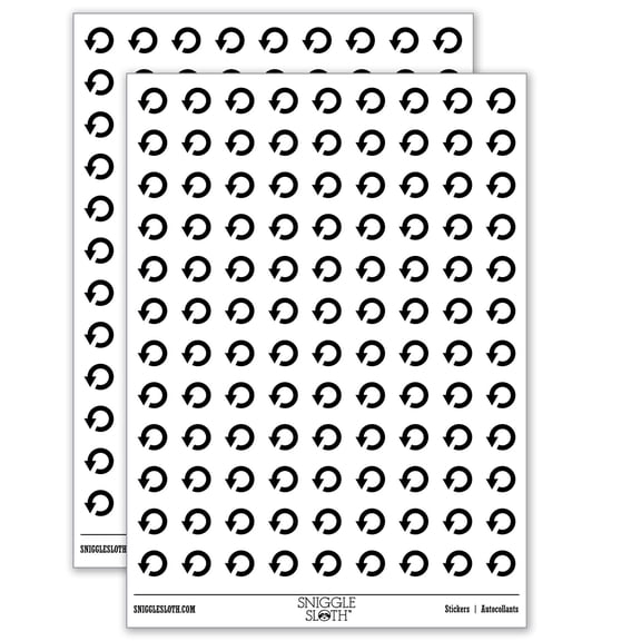 Rewind Return Go Back Arrow Circle Backwards 200 Round Stickers - Matte Finish - 0.50" Size - White