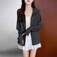 thumbnail image 2 of Dealovy Hoodies for Women Zip up Long Sleeve Sun-Proof Jackets Casual Solid Color Loose Fitted Coats with Pockets, 2 of 5