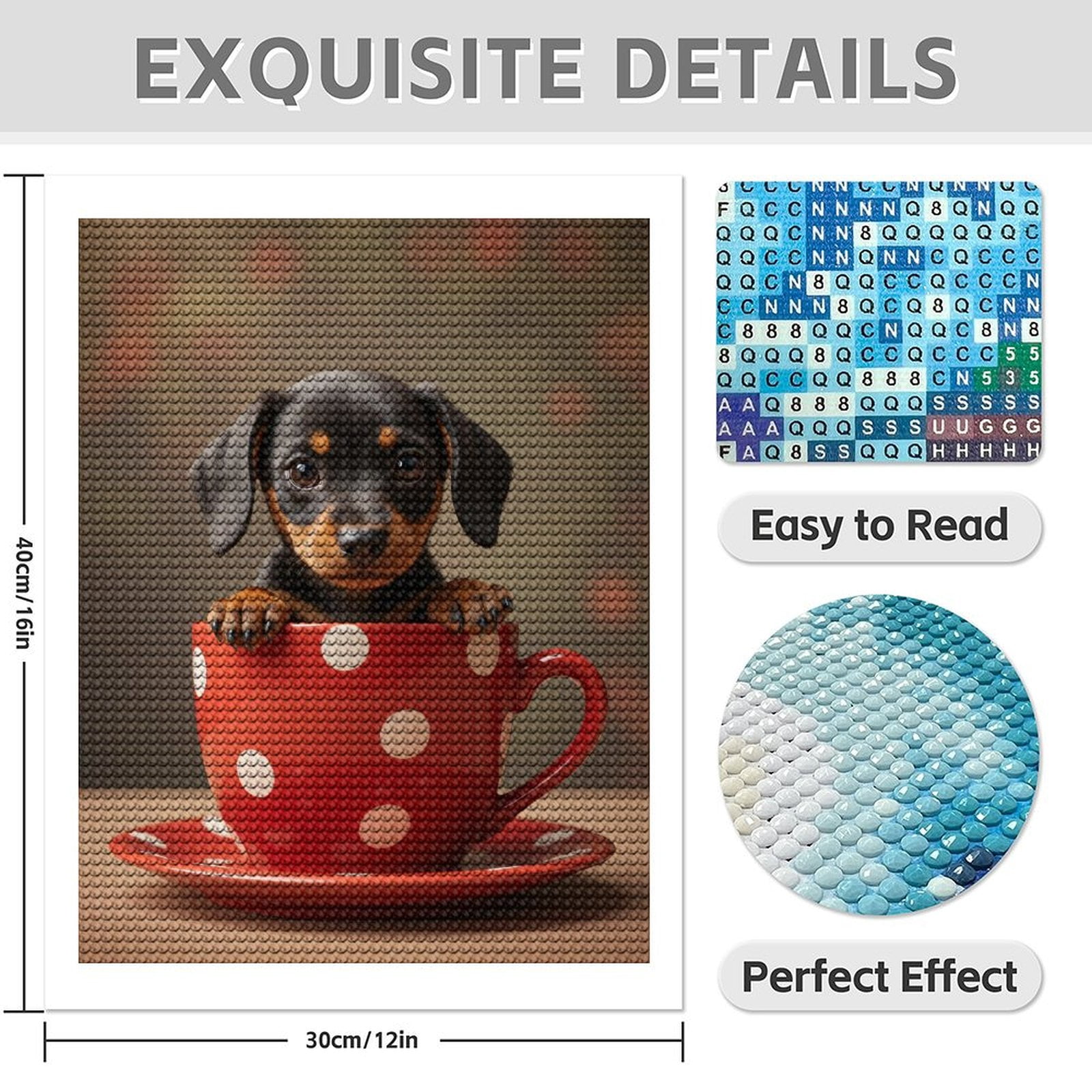 Diamond Art Kits for Adults - 5d Cute Puppy In Red Polka Dot Cup Diamond Painting for Adults, Diamond Art for Adults Beginners, Diamond Painting Kits for Adults for Home Wall Decor