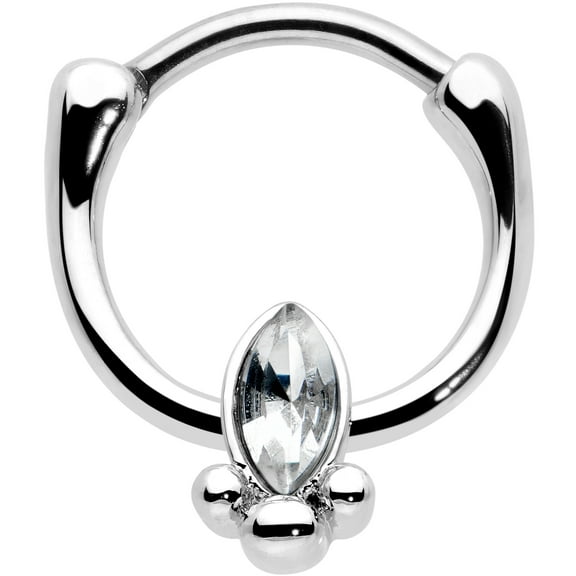 Body Candy 16G 316L Stainless Steel Septum Jewelry Clear Deco Oval Daith Tragus Cartilage Clicker 8mm