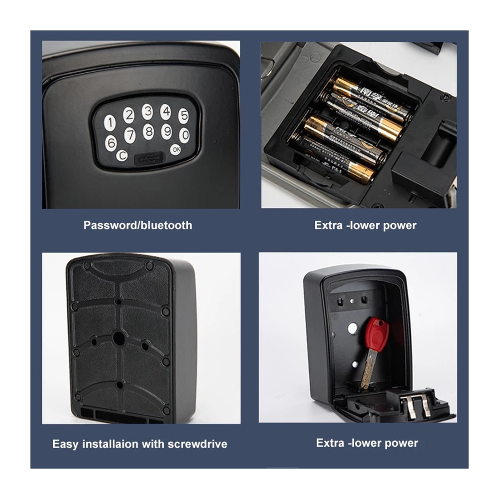 Smart Key Lock Box Wall Mounted Aluminum Alloy Key Safe Box Weatherproof With Code Key Storage Lock Box Indoor Outdoor ,Strong Construction