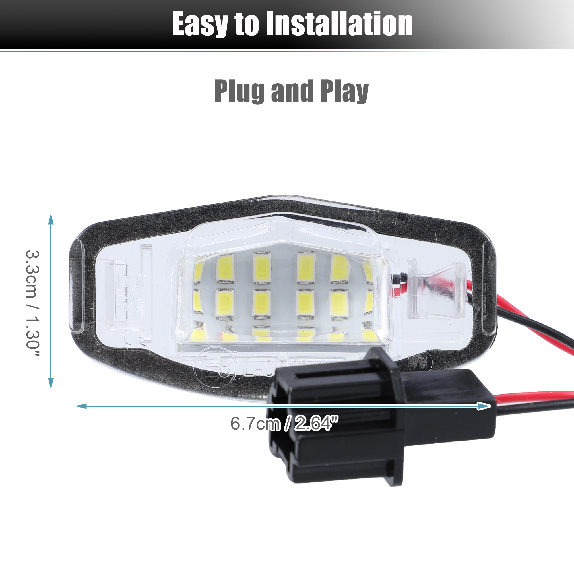 AUXITO 2PCS Full LED License Plate Lights For Honda Accord Civic Sedan - 6000K White, IP67 Waterproof, Canbus Ready