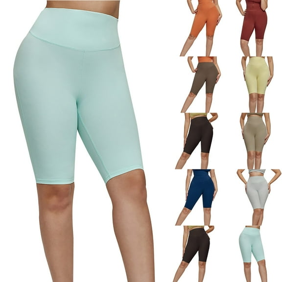 Xunlbb Womens Shorts Yoga Leggings Women's Fashion Solid Color Large Size High Waist Strong Wrap Sports Yoga Shorts M-2XL on Clearance