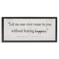 Stupell Industries Mother Theresa Inspirational Quote Typography Painting Black Floater Framed Canvas Art Print Wall Art, 25 x 11