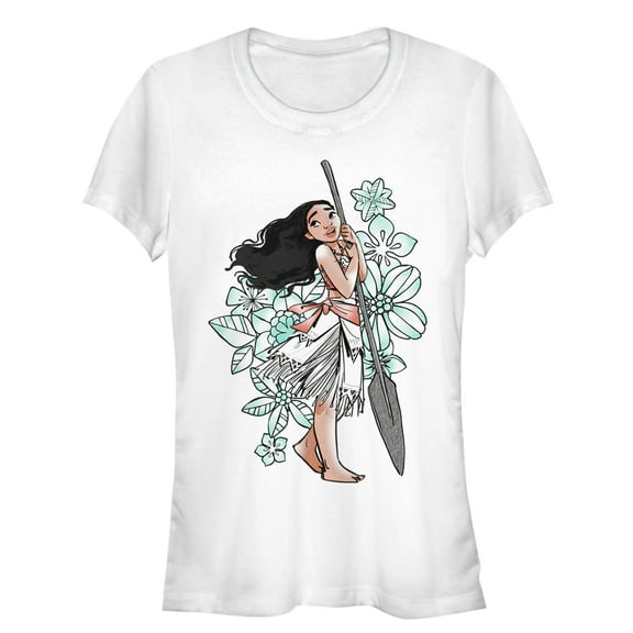 Junior's Moana Tropical Floral Print  Graphic T-Shirt