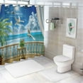 thumbnail image 7 of Orinice Ocean Palm Tree Shower Curtain Tropical Sea Palm Tree Blue Sky Nature Scenery Seaside Landscape Bathroom Fabric Decor Curtain with Hooks 60x72, 7 of 7