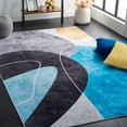 thumbnail image 4 of SAFAVIEH Tacoma Sophia Traditional Machine Washable Area Rug, Dark Grey/Turquoise, 6' x 6' Square, 4 of 14