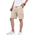 thumbnail image 2 of Nestiefly Mens Cargo Cotton Chino Cargo Shorts Drawstring Stretch Elastic Waist Casual Lightweight Summer Work Short with Multi Pockets 2026 Khaki 2XL, 2 of 5