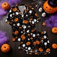 thumbnail image 6 of Halloween Pajamas Halloween Pumpkin Print Plus Size Button Pajamas for Women Set, 6 of 6