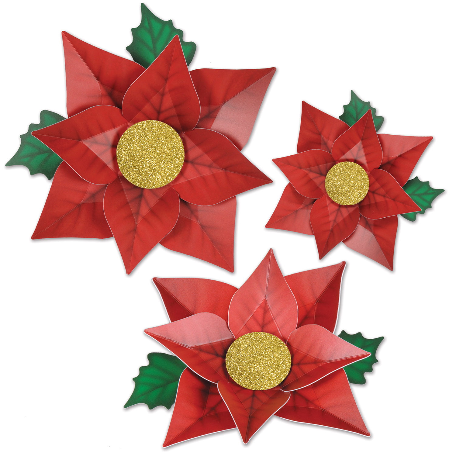 Pack of 36 Printed Red Poinsettia Christmas Cutouts Decorations 