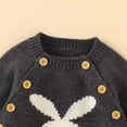 thumbnail image 5 of ZHOGXU Baby Girls Boys Knit Sweater Romper Long Sleeve Round Neck Easterr Bunny Design Comfortable Warm Soft Jumpsuit For Daily Wear,Grey,0-3 Months, 5 of 8