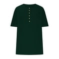 thumbnail image 6 of Otntypg Women's Dressy Casual Tops 2025 Summer Short Sleeve Henley Tunic Shirts Loose Oversized Solid Color Button Up Blouses with Pockets Army Green L, 6 of 9
