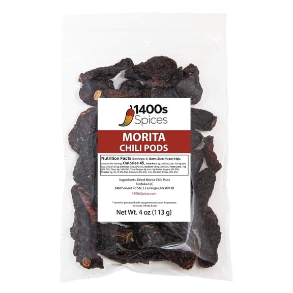 4oz Morita Chipotle Dried Whole Chile Peppers, Chili Seco Pods by 1400s Spices