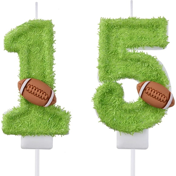 VSHILI 15 Birthday Candles, 15th Cake Candles, Green Happy Birthday Number 15 Candles Cake Topper Decorations for Party Kids Boys Girls