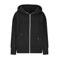 thumbnail image 3 of Htigea Womens Cropped Hoodies Coats Zip Up Sweatshirts Casual Comfy Hooded Jackets with Pockets Fall Y2k Tops Black S, 3 of 5