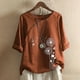 thumbnail image 1 of ICHUANYI ClearanceFashion Women Casual Button Floral Print Short Sleeve T-Short Blouse Tops(Red, L) ICHUANYI WER20232080501420, 1 of 4