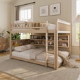 thumbnail image 3 of Full over Full Bunk Bed with Integrated Shelving, Color-Changing Lights & Pegboard for Bedroom,Beige, 3 of 26