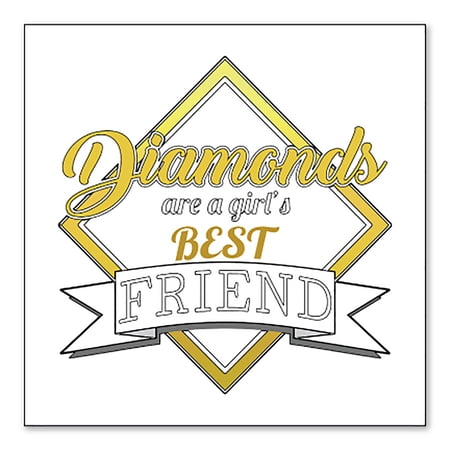 DistinctInk Custom Bumper Sticker - 8 x 8 Decorative Decal - White Background - Diamonds Are a Girl s Best Friend