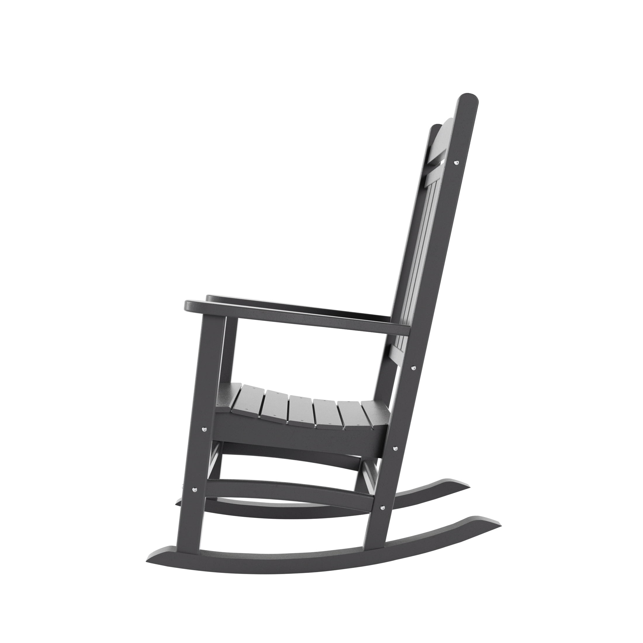 GARDEN Set of 2 Classic Plastic Adirondack Porch Rocking Chairs, Gray
