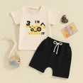 thumbnail image 2 of Bagilaanoe 2pcs Toddler Baby Boy Shorts Set Short Sleeve Letter Print T Shirt Tops + Shorts 1T 2T 3T 4T Kids Casual Summer Clothes, 2 of 8