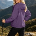 thumbnail image 3 of SEMPAI Water Proof Jacket for Women Women's Waterproof Jacket Hooded Trendy Long Sleeve Coat with Pocket Loose Full Zipper Fitness Suit Purple XS, 3 of 6