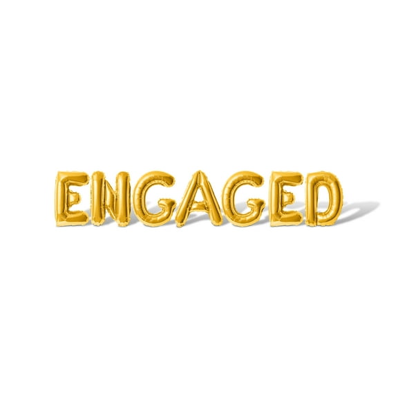 Letter Balloons - ENGAGED 16" Inch Alphabet Letters Foil Mylar Balloon Bachelorette Party or Bridal Shower Banner (Gold)