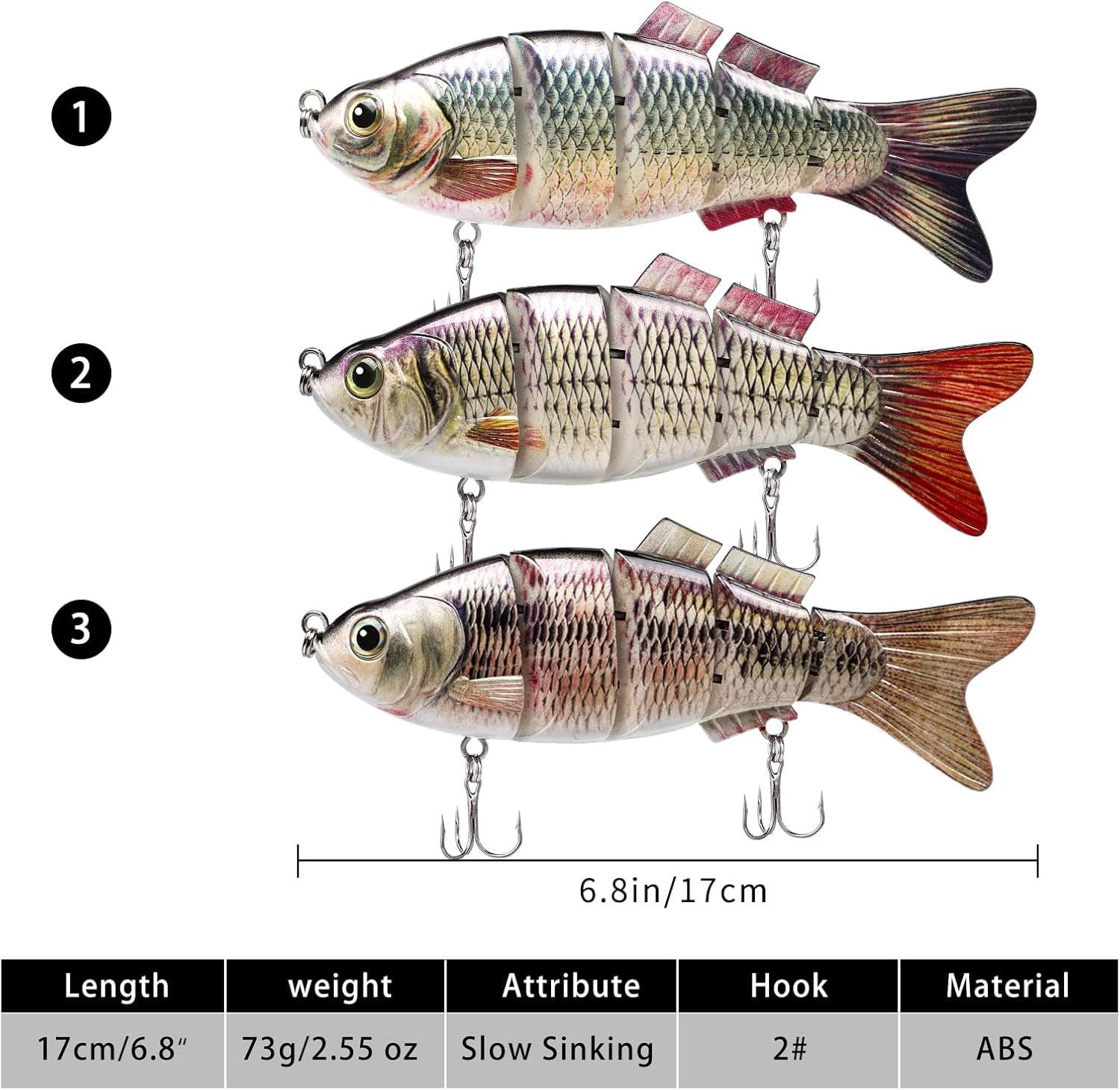 TRUSCEND Easy Catch SwimMax with BKK Hooks, Magic Noisy Wiggling and Vibrating Actions for More Bites, Lifelike Fishing Lures for Bass Trout Walleye Crappie, Strongest Dyneema Fiber Jointed Swimbait